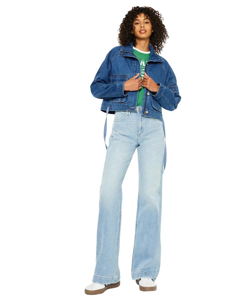 KanCan Women's Jailene Denim Windbreaker Jacket