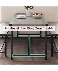 gaomon 3-Piece Dining Set for 4, Rectangular Table with 2 Benches