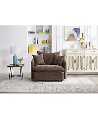 Streamdale Furniture 360degree(s) Swivel Oversized Armchair with 3 Pillows, Modern Brown Sofa Chair