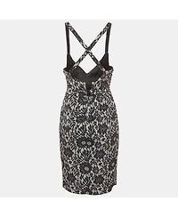 Pre-Owned Dolce & Gabbana Women's Lace Print Jersey Ruched Midi Dress