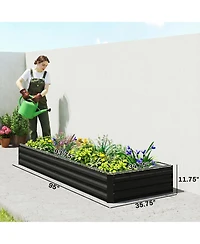 Outsunny Galvanized Raised Garden Bed Metal Planter Box Easy Quick Setup