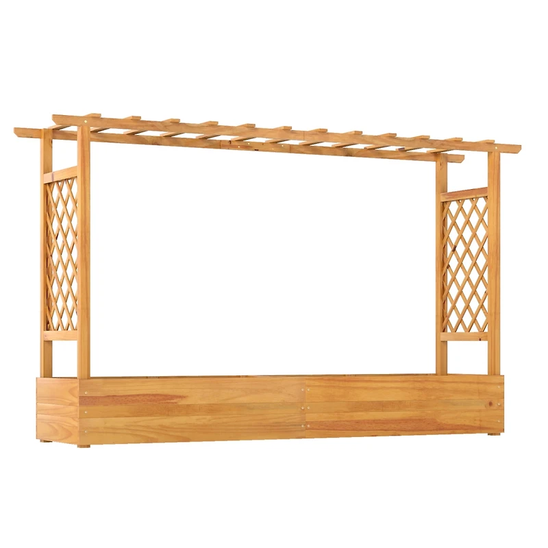 Sugift 45 Inch Wooden Raised Garden Bed with Lattice Trellis for Outdoor