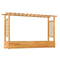 Sugift 45 Inch Wooden Raised Garden Bed with Lattice Trellis for Outdoor