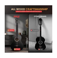 Pyle 6-String Classic Nylon String Guitar, 30 Acoustic Junior Scale with Digital Tuner and Accessory Kit