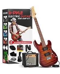 Pyle 6-String Electric Guitar Kit- Includes Amplifier with Accessory Kit
