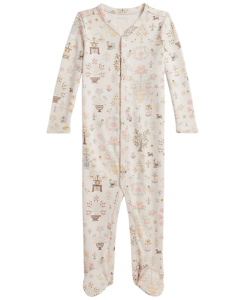 Polo Ralph Lauren Baby Girls' Bear Cotton Footed Coverall