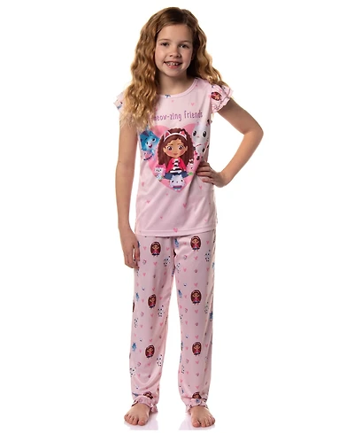 Gabby's Dollhouse Girls' A-Meow-Zing Friends 2-Piece Pajama Kids Sleep Set