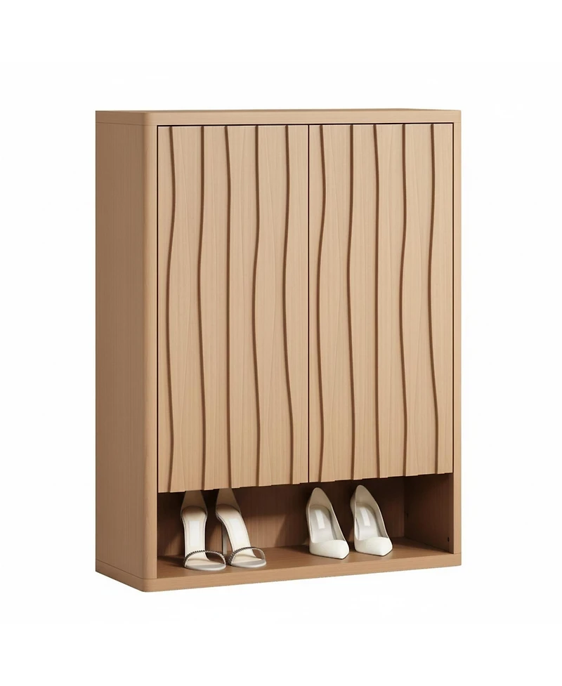 Yigii Shoe Cabinet Entryway Storage Flip Drawers Modern Diamond Panel Adjustable Shelves Sturdy Anti Tip
