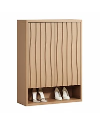 Yigii Shoe Cabinet Entryway Storage Flip Drawers Modern Diamond Panel Adjustable Shelves Sturdy Anti Tip