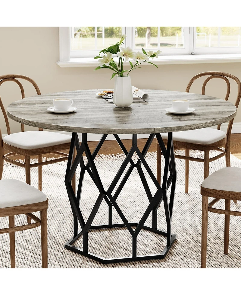 gaomon 47 Inch Round Dining Table, Farmhouse Dining Kitchen Table for 4-6 People, Kitchen & Dining Room Tables
