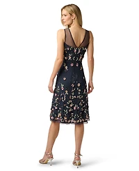 Adrianna Papell Women's Beaded Mesh Midi Dress