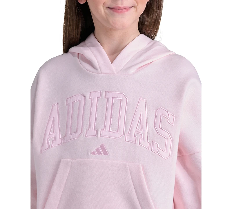 adidas Big Girls' 7-16 Long-Sleeve Graphic Fleece Hooded Pullover Sweatshirt