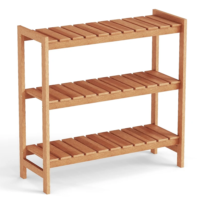 Sugift 3-Tier Solid Wood Plant Stand with Slatted Shelves