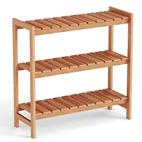 Sugift 3-Tier Solid Wood Plant Stand with Slatted Shelves