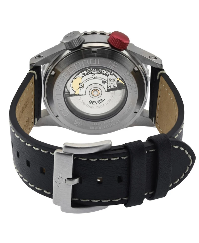 GV2 Men's Contasecondi Swiss Automatic Italian Leather Strap Watch