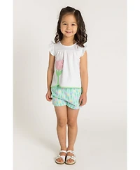 Florence Eiseman Little Girl Printed Knit Tulip Short Set