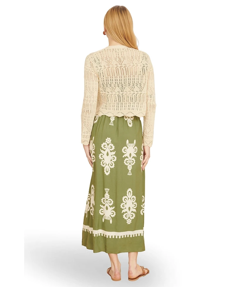 Yumi Women's Crochet Knitted Cropped Cardigan