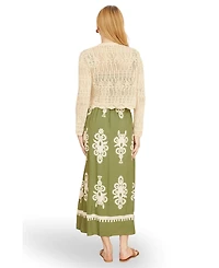 Yumi Women's Crochet Knitted Cropped Cardigan
