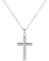 Macy's Beaded Edge Cross Pendant Necklace in Sterling Silver