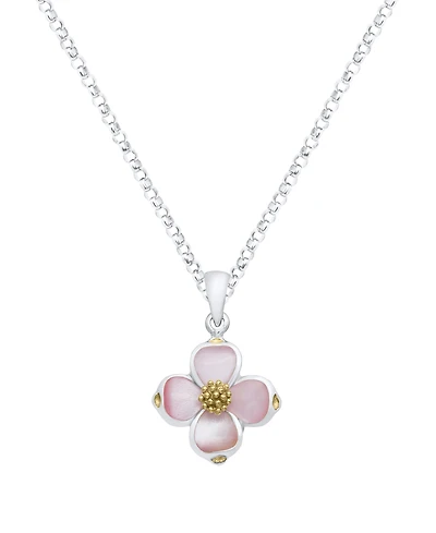 Macy's Pink Pearl Dogwood Pendant Necklace in Sterling Silver