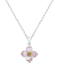 Macy's Pink Pearl Dogwood Pendant Necklace in Sterling Silver