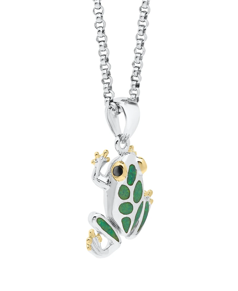 Macy's Kyocera Green Opal Frog Pendant Necklace in Sterling Silver