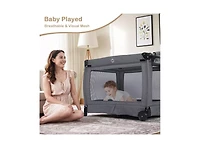 Kinder King Baby 4-in-1 Portable Playard with Bassinet, Changing Table and Canopy