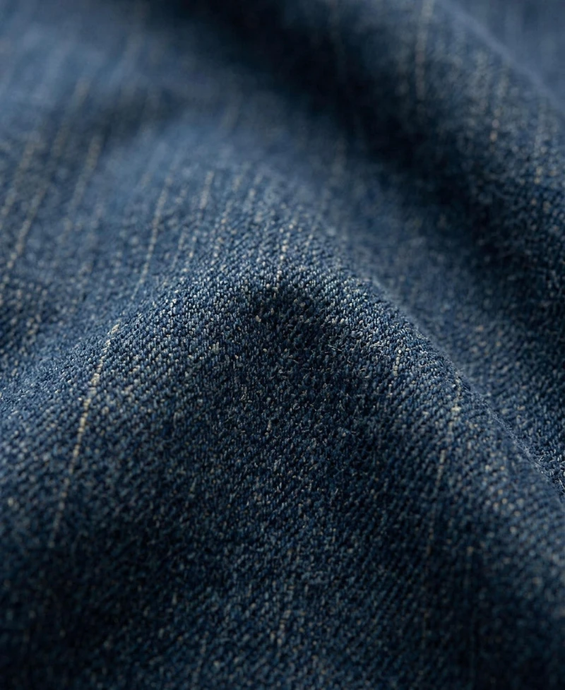 Modenaire Men's Denim Zip-Front Collarless Jacket