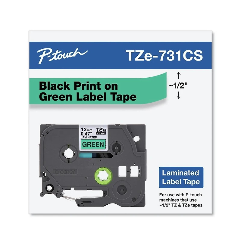 Brother P-Touch TZE731CS 0.47 Inch x 26.2 Foot TZe Laminated Removable Label Tapes