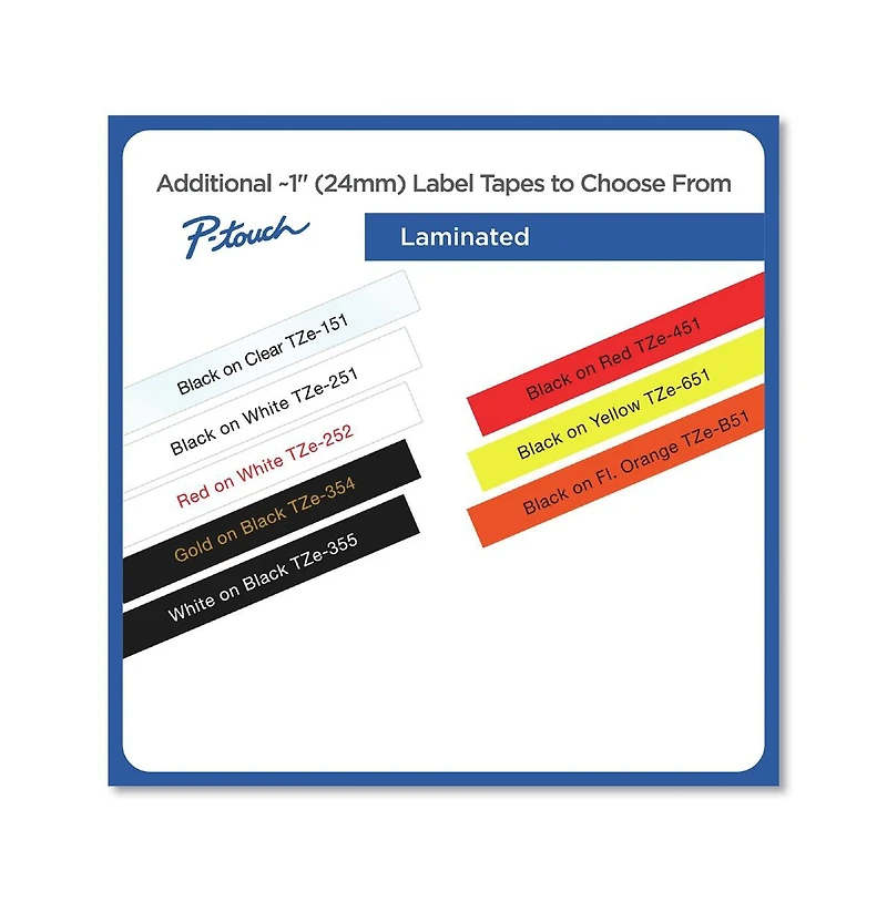 Brother P-Touch TZE252 0.94 Inch x 26.2 Foot TZe Standard Adhesive Laminated Labeling Tape