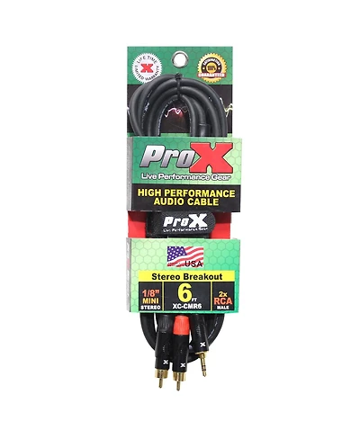 ProX Xc-CMR6 6' 1/8" (3.5mm) Trs to Dual Rca-m High Performance Audio Cable