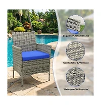gaomon 3-Piece All-Weather Pe Rattan Outdoor Set with Cushions and Glass Table
