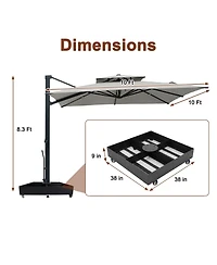 Mondawe Cantilever Patio Umbrella with Diy Drape Hook and Base