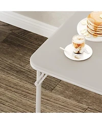 gaomon 33.6" Square Folding Table With Pu Soft Cushion Top, Portable Heavy-Duty Metal Frame