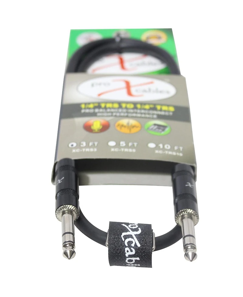 ProX Xc-TRS03 3' 1/4" Trs-m to 1/4" Trs-m Balanced High Performance Audio Cable
