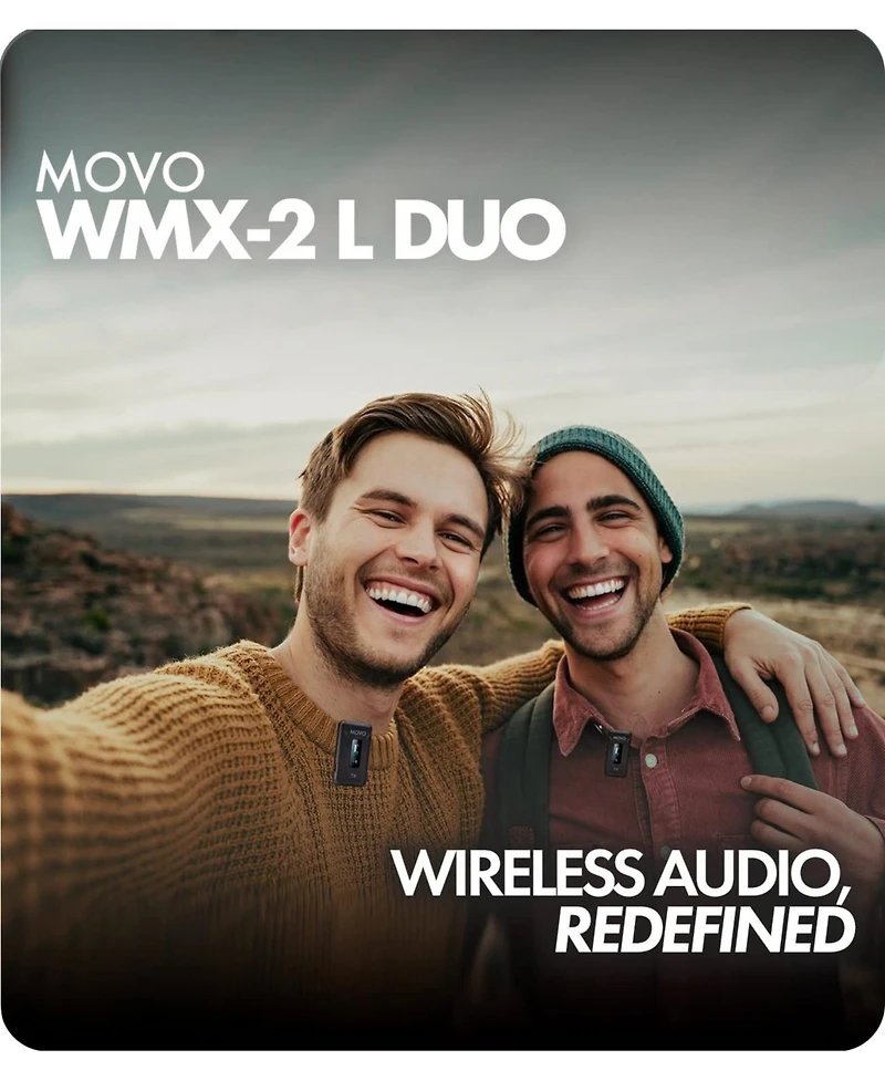 Movo Wmx-2-l-duo Dual Wireless Lavalier Microphone with Charging Case for iPhone 14 and below