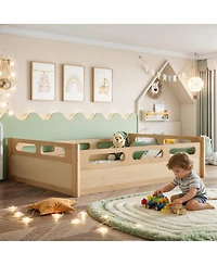 Streamdale Furniture Platform Bed with Guardrails, Low Profile, No Box Spring Needed