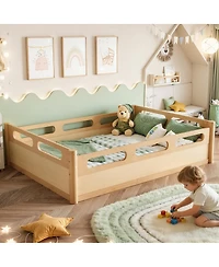 Streamdale Furniture Platform Bed with Guardrails, Low Profile, No Box Spring Needed