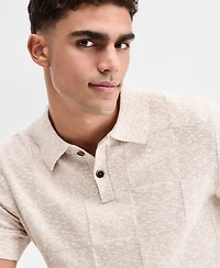 Sun + Stone Men's Square Stitch Marled Polo Shirt, Macy's Exclusive