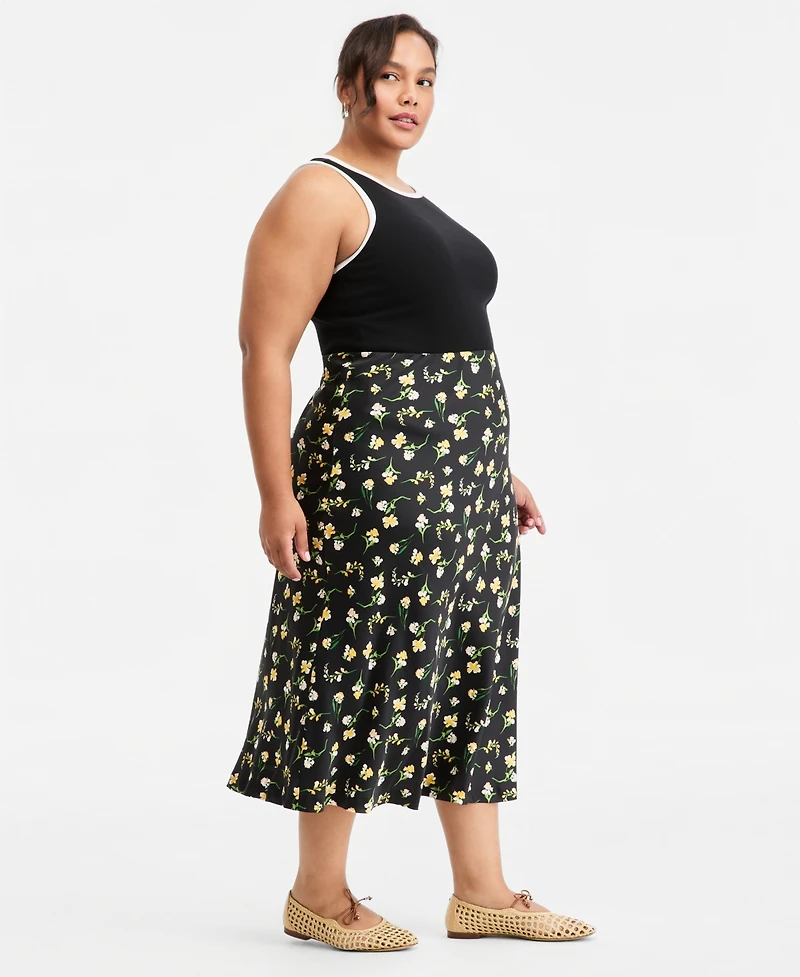 On 34th Trendy Plus Floral Midi Slip Skirt, Macy's Exclusive