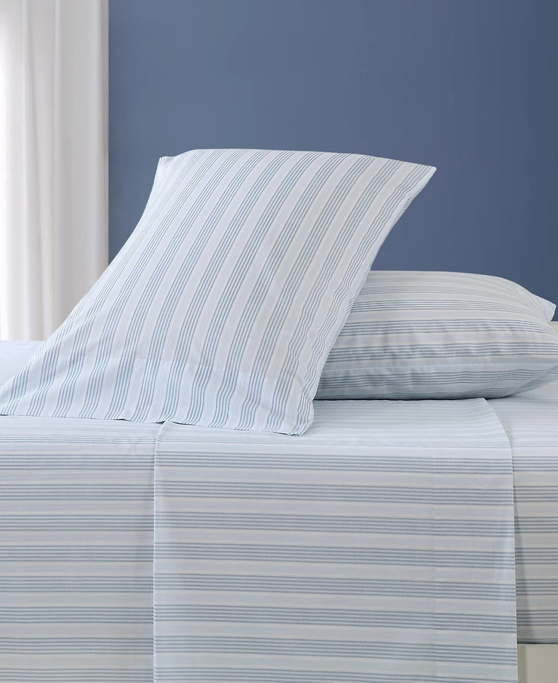 Nautica Tayleur Stripe 200-Thread Count Cotton Percale -Pc. Sheet Set
