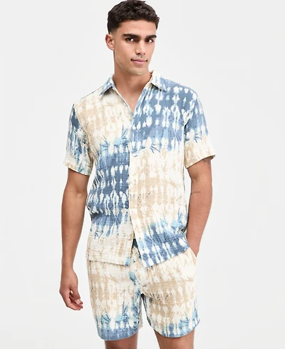 Sun + Stone Men's Maverick Dye Effect Short-Sleeve Shirt, Macy's Exclusive