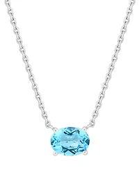 Macy's Swiss Blue Topaz (1-1/2 ct. t.w.) Pendant Necklace in Sterling Silver