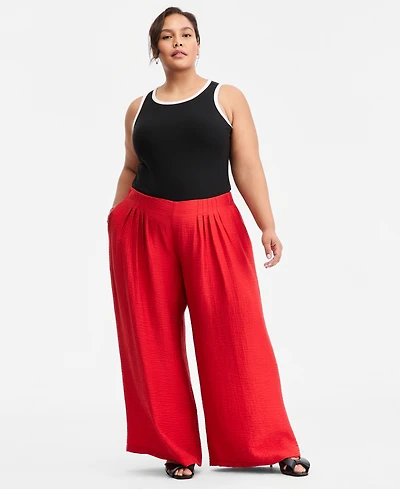 On 34th Trendy Plus Pull-On Pintucked Gauze Pants, Macy's Exclusive
