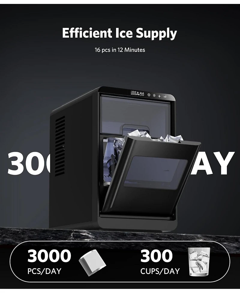 Cowsar Crescent Ice Maker Countertop, 27Lbs/24H, Self-Cleaning