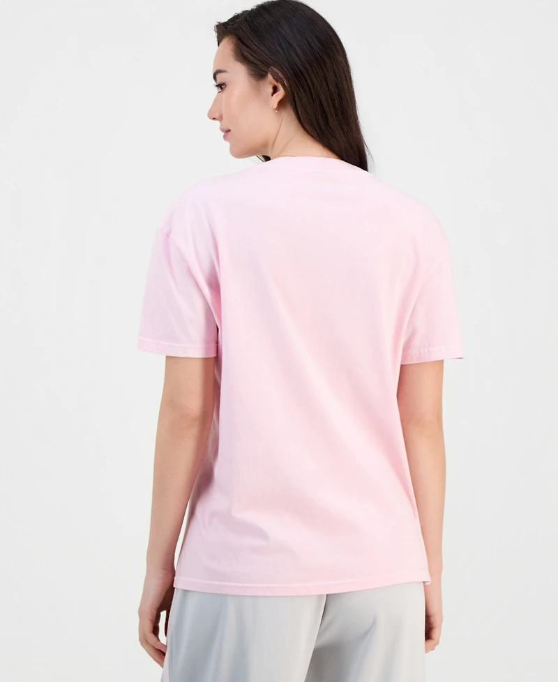 Rebellious One Juniors' Rose Mineral-Wash Rhinestone Short-Sleeve T-Shirt