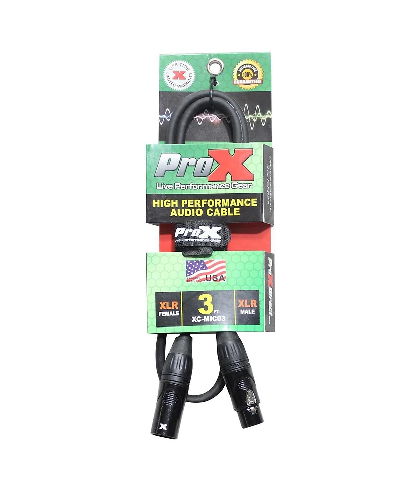 ProX Xc-MIC03 3' Xlr-f to Xlr-m Balanced High Performance Microphone Cable