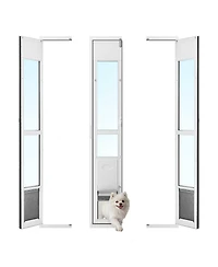 Cozito Dog Door for Sliding Glass Door Adjustable Height Medium Flap 180 Degree Swing, White