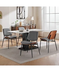 Clihome Furniture, Dining Chairs Set of 2 Mid Century Modern Retro Faux Leather Chair with Walnut Bentwood Back