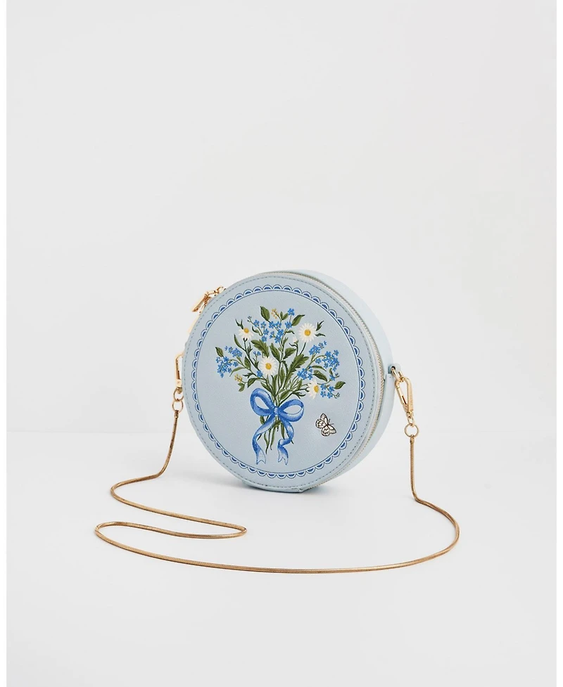 Fable England Women's Floral Posy Embroidered Circle Bag